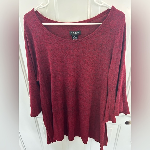 Women's 1X Red Flutter Sleeve Sweater - Picture 1 of 7